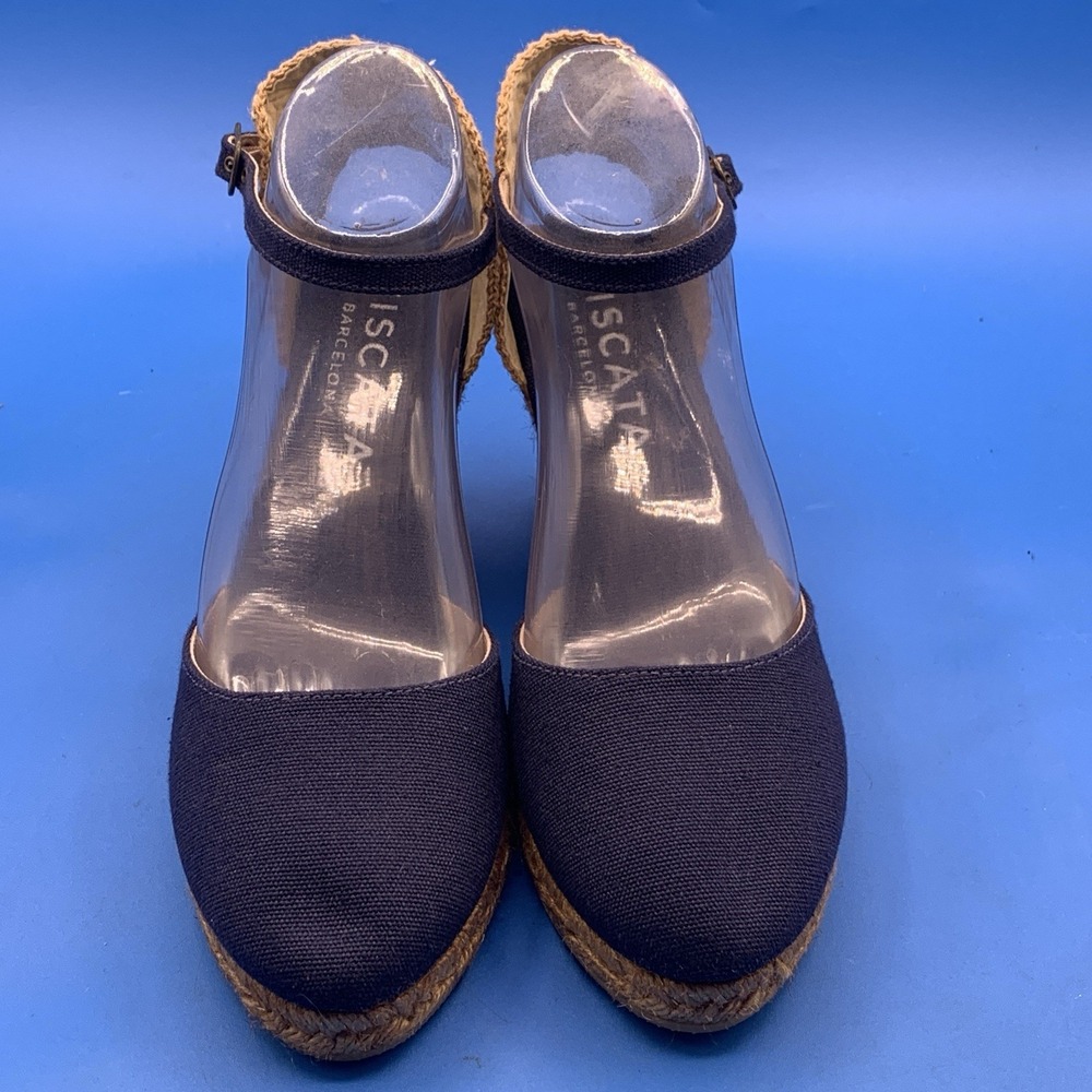 Viscata Navy Blue Low Wedge Espadrilles Sandals - Size US 10 - Picture 6 of 8